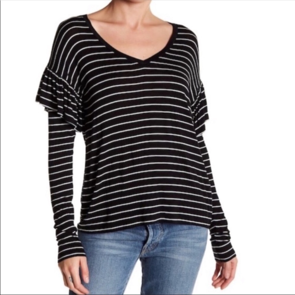Abound Ruffle Sleeve Stripe Tee